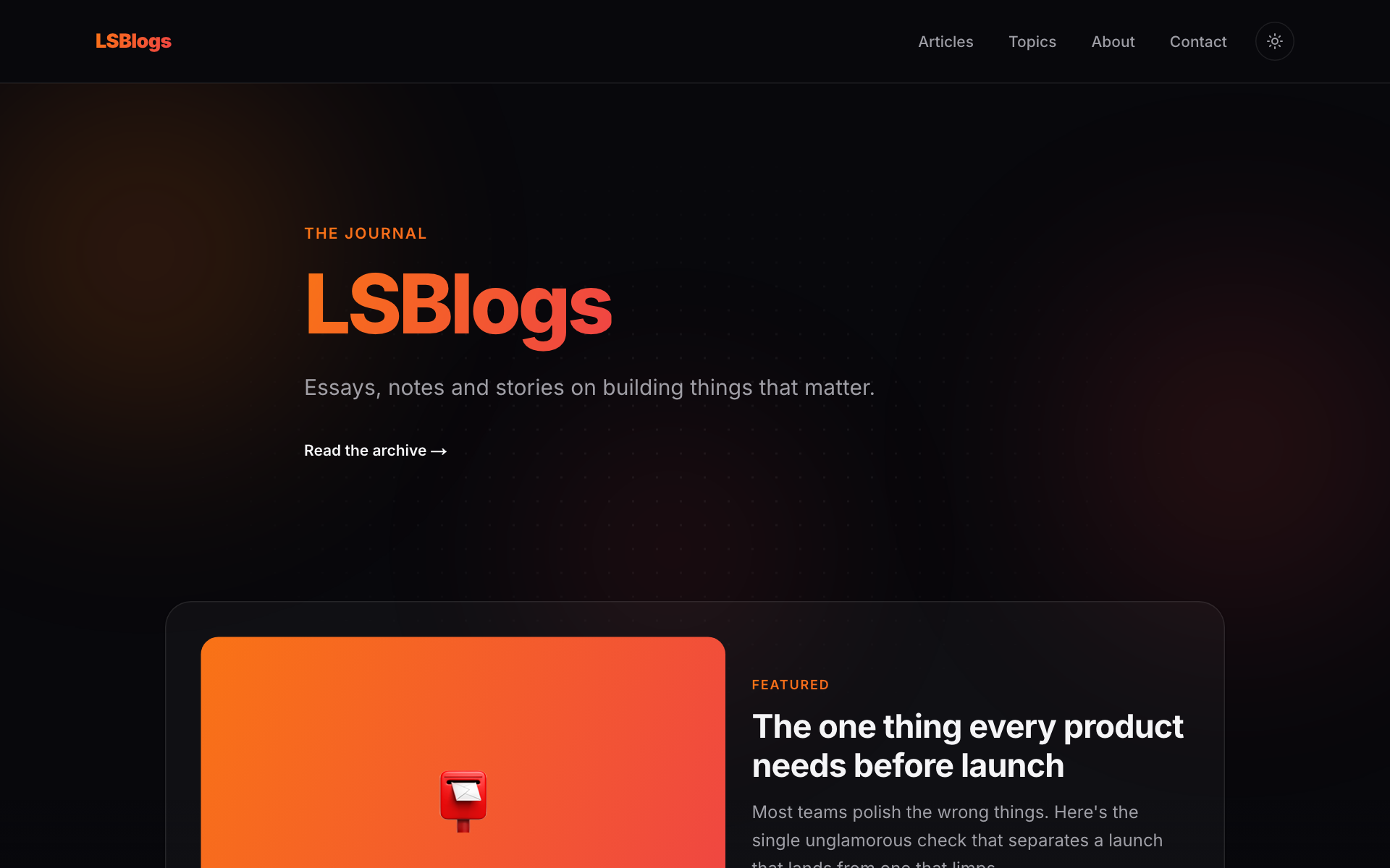 Live preview of the Blog template