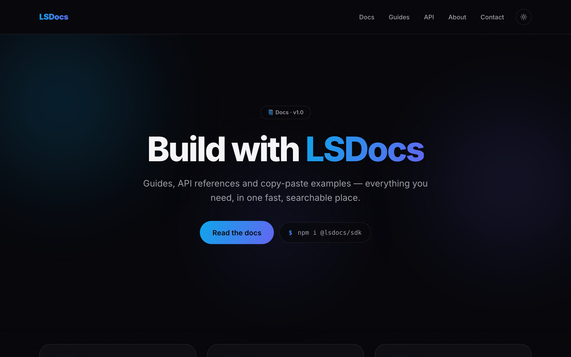 Live preview of the Docs template