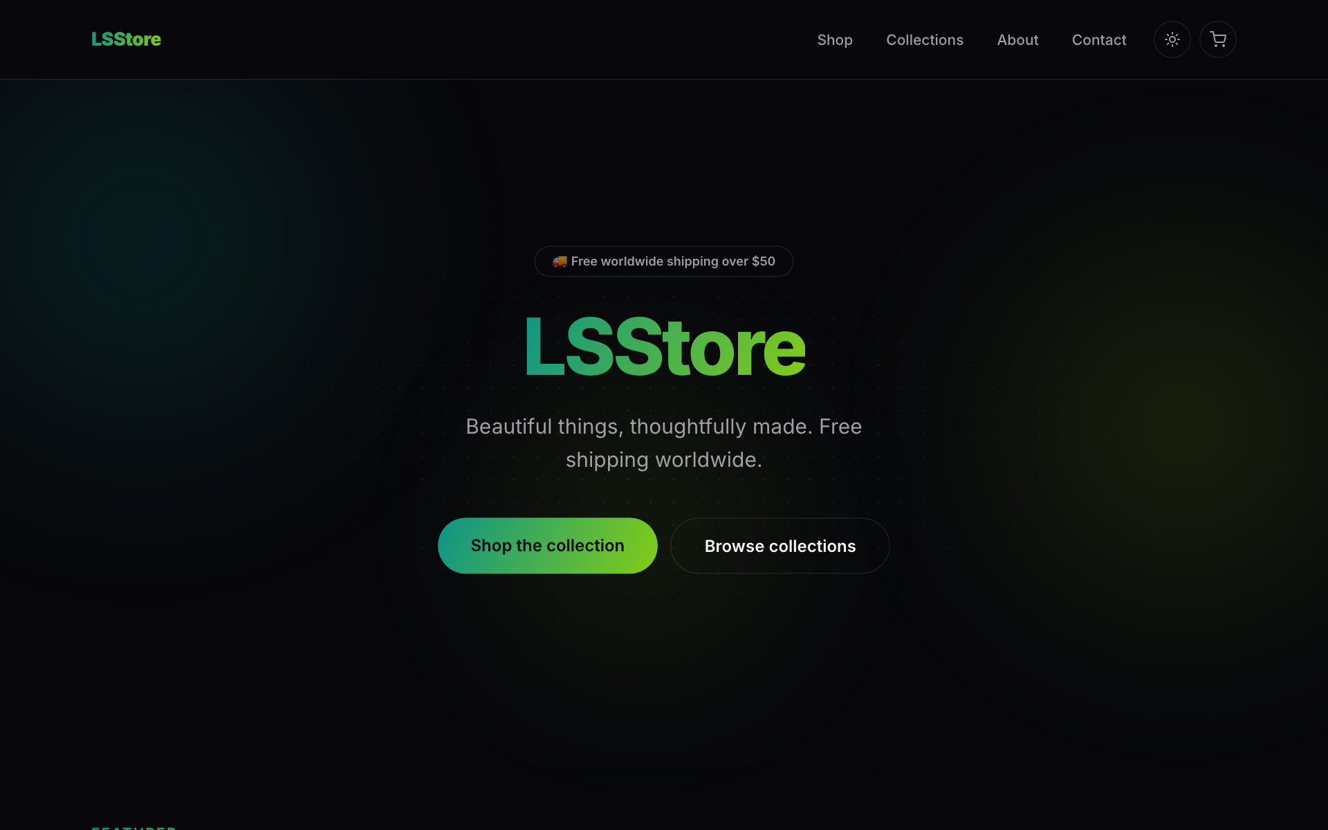 Live preview of the Ecommerce template