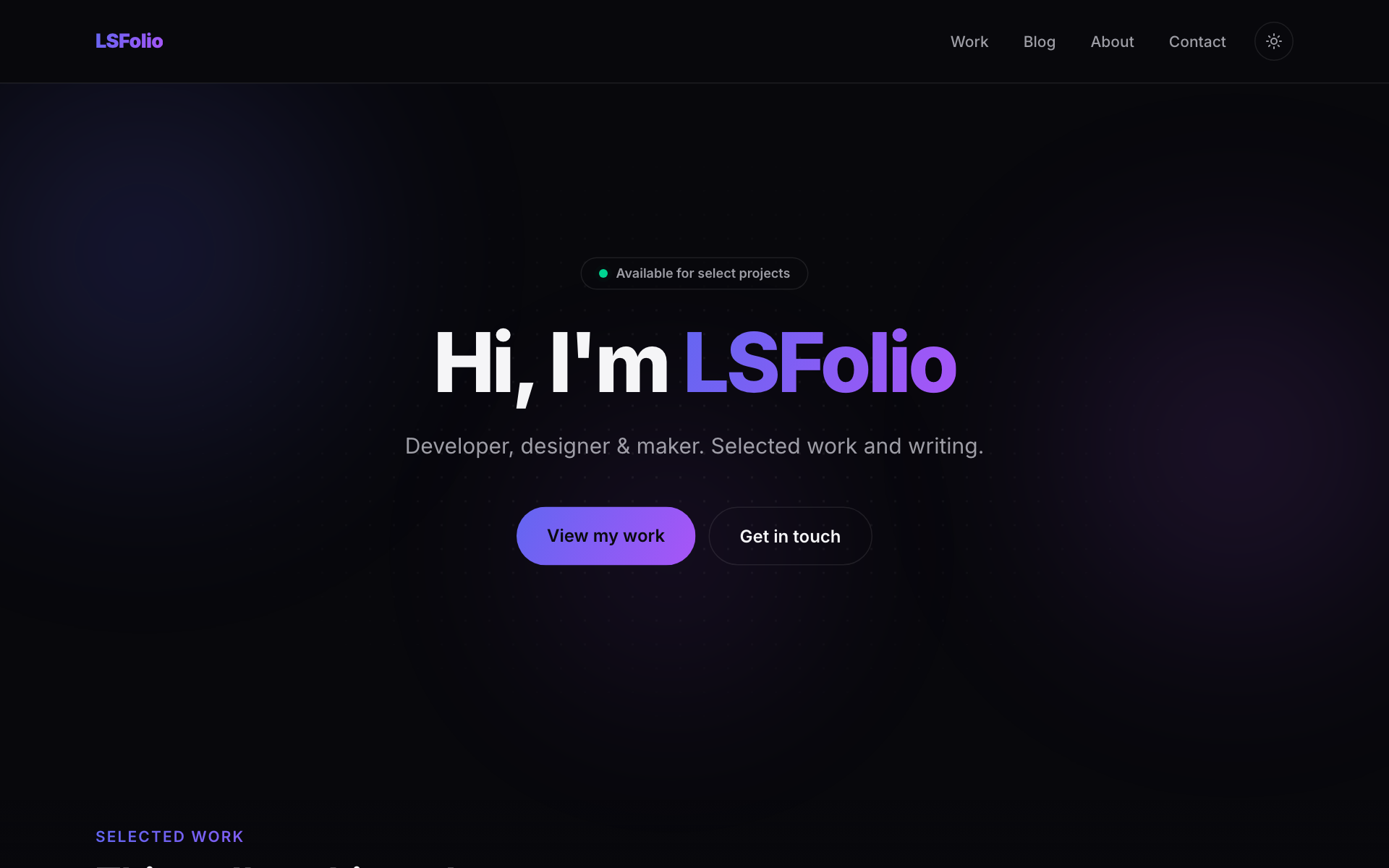 Live preview of the Personal template