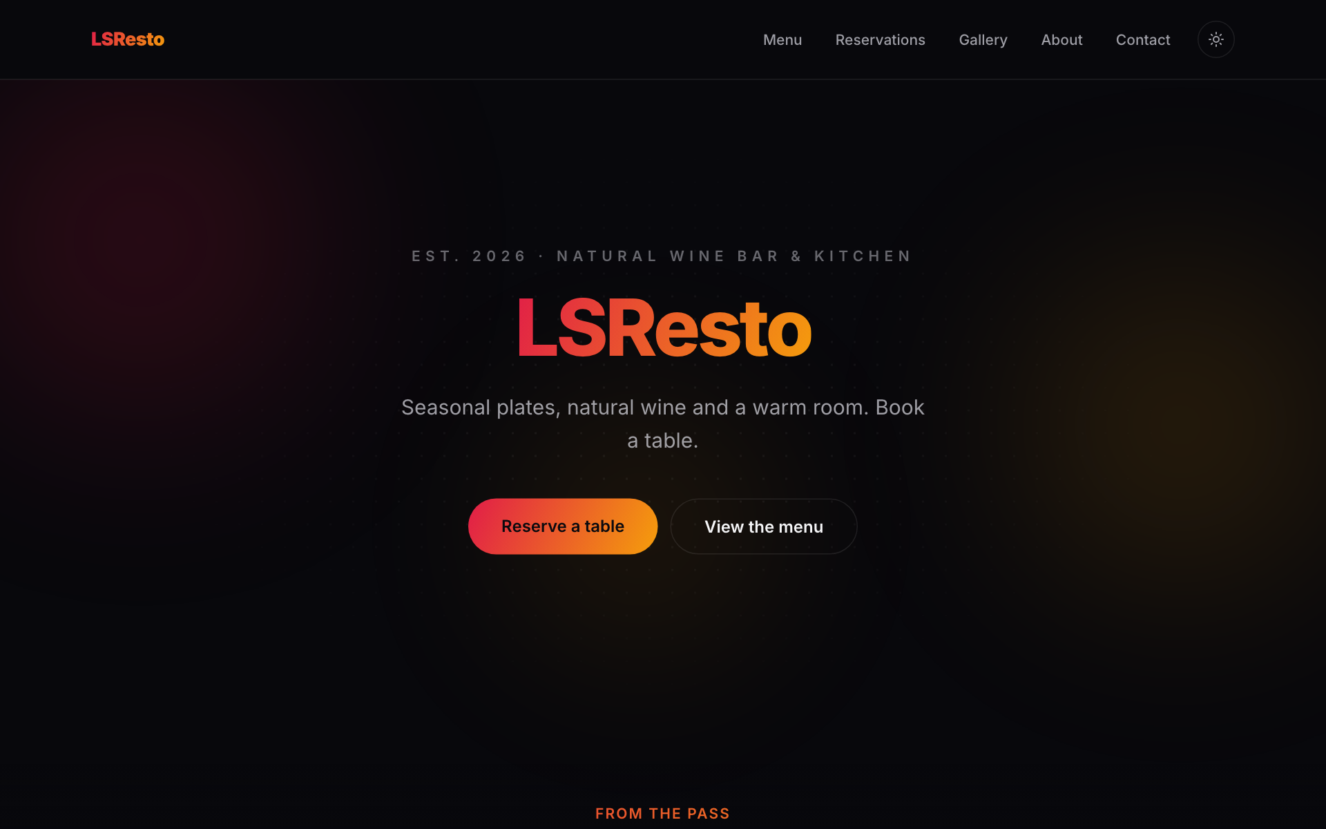 Preview of the Restaurant template